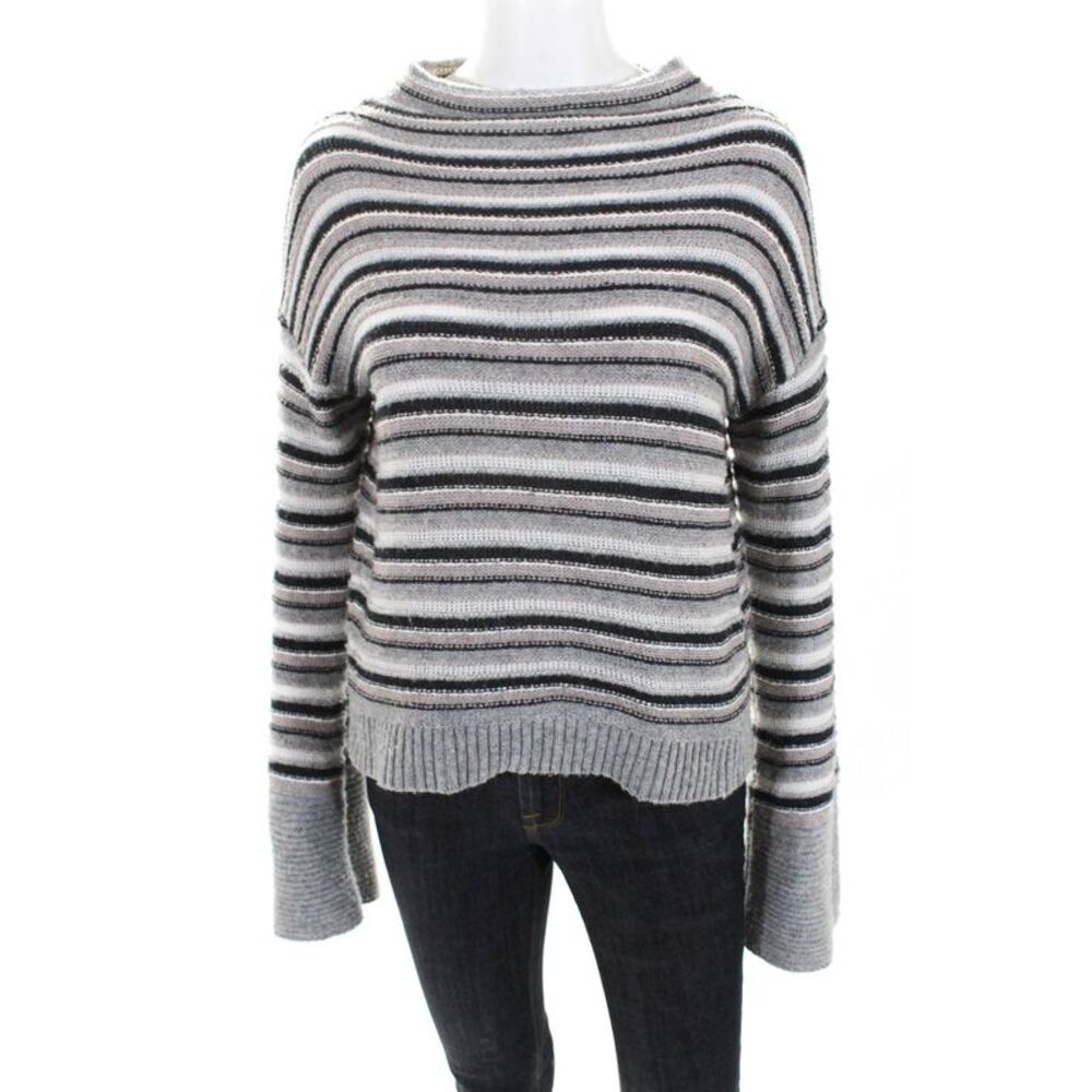Splendid Womens Everest Stripe Sweater Wool Grey Size Extra Small 11584932